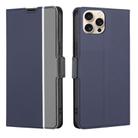 For iPhone 16 Pro Twill Texture Side Button Leather Phone Case(Blue) - 1