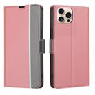 For iPhone 16 Pro Twill Texture Side Button Leather Phone Case(Pink) - 1