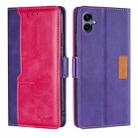 For Samsung Galaxy A06 Contrast Color Side Buckle Leather Phone Case(Purple + Rose Red) - 1
