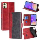 For Samsung Galaxy A05 4G Contrast Color Side Buckle Leather Phone Case(Red + Black) - 1