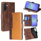 For Samsung Galaxy A36 5G Contrast Color Side Buckle Leather Phone Case(Dark Brown + Gold) - 1