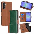 For Samsung Galaxy A36 5G Contrast Color Side Buckle Leather Phone Case(Light Brown + Green) - 1