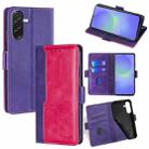 For Samsung Galaxy A36 5G Contrast Color Side Buckle Leather Phone Case(Purple + Rose Red) - 1