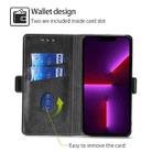 For iPhone 16 Contrast Color Side Buckle Leather Phone Case(Black + Grey) - 2
