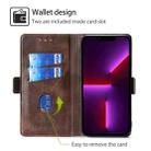 For iPhone 16 Contrast Color Side Buckle Leather Phone Case(Dark Brown + Gold) - 2