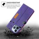 For iPhone 16 Contrast Color Side Buckle Leather Phone Case(Purple + Rose Red) - 3