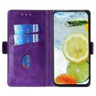 For iPhone 16 Plus Contrast Color Side Buckle Leather Phone Case(Purple + Rose Red) - 2