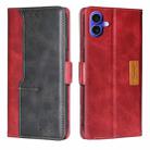 For iPhone 16 Plus Contrast Color Side Buckle Leather Phone Case(Red + Black) - 1