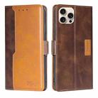 For iPhone 16 Pro Contrast Color Side Buckle Leather Phone Case(Dark Brown + Gold) - 1