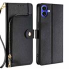 For iPhone 16 Plus Zipper Bag Leather Phone Case(Black) - 1