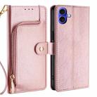 For iPhone 16 Plus Zipper Bag Leather Phone Case(Rose Gold) - 1