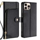 For iPhone 16 Pro Zipper Bag Leather Phone Case(Black) - 1