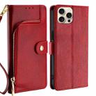 For iPhone 16 Pro Zipper Bag Leather Phone Case(Red) - 1