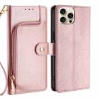 For iPhone 16 Pro Zipper Bag Leather Phone Case(Rose Gold) - 1