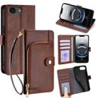 For iPhone 16e Zipper Bag Leather Phone Case(Brown) - 1