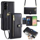 For Samsung Galaxy A56 5G Sheep Texture Cross-body Zipper Wallet Leather Phone Case(Black) - 1