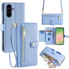 For Samsung Galaxy A56 5G Sheep Texture Cross-body Zipper Wallet Leather Phone Case(Blue) - 1