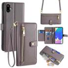 For Samsung Galaxy F06 5G Sheep Texture Cross-body Zipper Wallet Leather Phone Case(Grey) - 1