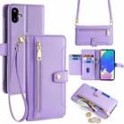 For Samsung Galaxy F06 5G Sheep Texture Cross-body Zipper Wallet Leather Phone Case(Purple) - 1