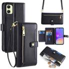 For Samsung Galaxy A05 4G Sheep Texture Cross-body Zipper Wallet Leather Phone Case(Black) - 1
