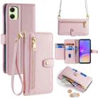 For Samsung Galaxy A05 4G Sheep Texture Cross-body Zipper Wallet Leather Phone Case(Pink) - 1
