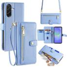 For Samsung Galaxy A36 5G Sheep Texture Cross-body Zipper Wallet Leather Phone Case(Blue) - 1