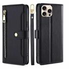 For iPhone 16 Pro Sheep Texture Cross-body Zipper Wallet Leather Phone Case(Black) - 1