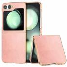 For Samsung Galaxy Z Flip6 Nano Electroplating Dual Color Cowhide Texture Protective Phone Case(Rose Gold) - 1