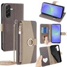 For Samsung Galaxy A36 5G Crossbody Litchi Texture Leather Phone Case(Grey) - 1