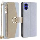 For iPhone 16 Crossbody Litchi Texture Leather Phone Case(Blue) - 1