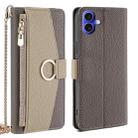 For iPhone 16 Crossbody Litchi Texture Leather Phone Case(Grey) - 1