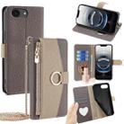 For iPhone 16e Crossbody Litchi Texture Leather Phone Case(Grey) - 1