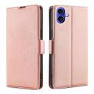 For iPhone 16 Ultra-thin Voltage Side Buckle Horizontal Flip Leather Phone Case(Rose Gold) - 1