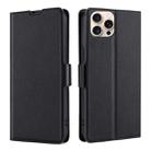 For iPhone 16 Pro Ultra-thin Voltage Side Buckle Horizontal Flip Leather Phone Case(Black) - 1