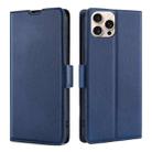 For iPhone 16 Pro Ultra-thin Voltage Side Buckle Horizontal Flip Leather Phone Case(Blue) - 1