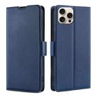 For iPhone 16 Pro Max Ultra-thin Voltage Side Buckle Horizontal Flip Leather Phone Case(Blue) - 1