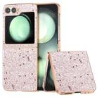 For Samsung Galaxy Z Flip6 Electroplating Frame Glitter Shockproof Phone Case(Gold Pink) - 1