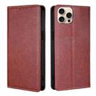 For iPhone 16 Pro Gloss Oil Solid Color Magnetic Leather Phone Case(Brown) - 1