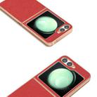 For Samsung Galaxy Z Flip6 ABEEL Electroplating Frame Cross Texture Genuine Leather Phone Case(Red) - 3