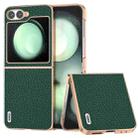 For Samsung Galaxy Z Flip6 ABEEL Electroplating Frame Genuine Leather Litchi Texture Phone Case(Green) - 1