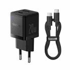 Baseus PD20W USB and USB-C / Type-C Fast Charger With 1m Type-C Cable, Plug Type:EU Plug(Black) - 1