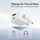 Baseus PD20W USB and USB-C / Type-C Fast Charger With 1m Type-C Cable, Plug Type:EU Plug(White) - 2