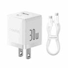 Baseus PD30W USB and USB-C / Type-C Fast Charger With 1m Type-C Cable, Plug Type:US Plug(White) - 1