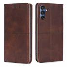 For Samsung Galaxy M35 5G Cow Texture Magnetic Leather Phone Case(Dark Brown) - 1