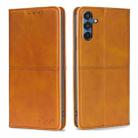 For Samsung Galaxy M35 5G Cow Texture Magnetic Leather Phone Case(Light Brown) - 1