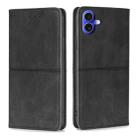 For iPhone 16 Cow Texture Magnetic Leather Phone Case(Black) - 1