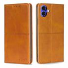 For iPhone 16 Cow Texture Magnetic Leather Phone Case(Light Brown) - 1