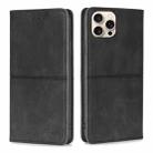 For iPhone 16 Pro Cow Texture Magnetic Leather Phone Case(Black) - 1