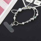 Crystal Pearl Short Chain Anti-lost Mobile Phone Short Lanyard(White) - 1