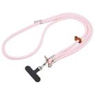 8mm Silver Buckle Adjustable Anti-lost Crossbody Mobile Phone Neck Lanyard(Pink White) - 1